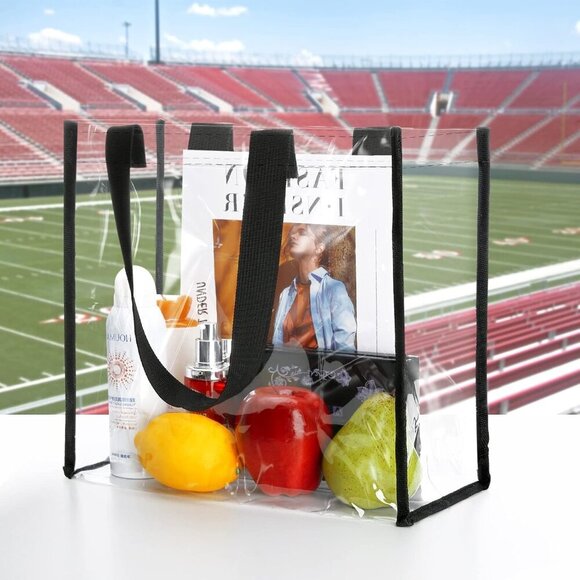 2-Pack Stadium Approved Clear Tote Bag, 12x12x6 Clear Lunch Bag, Perfect for Wor - Picture 2 of 8